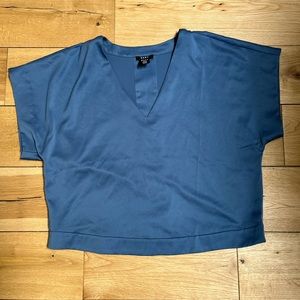 DKNY blue silk cropped shirt